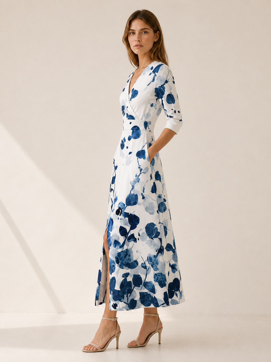 Neriah | Maxi Dress with V Neck and Front Slit