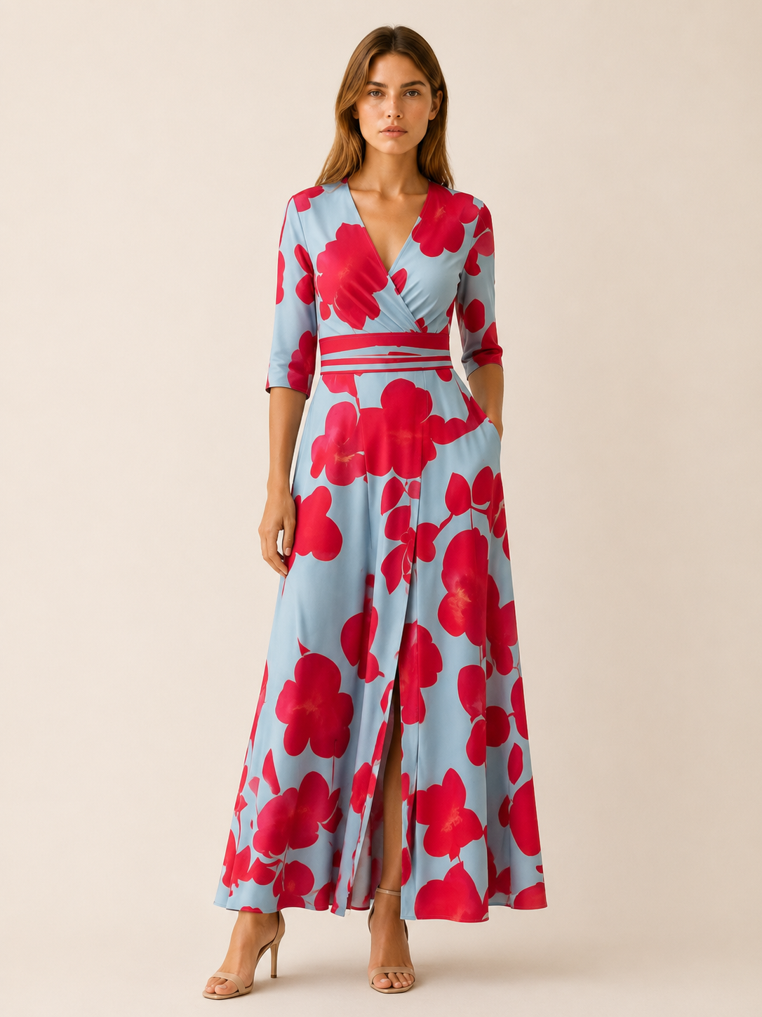 Neriah | Maxi Dress with V Neck and Front Slit