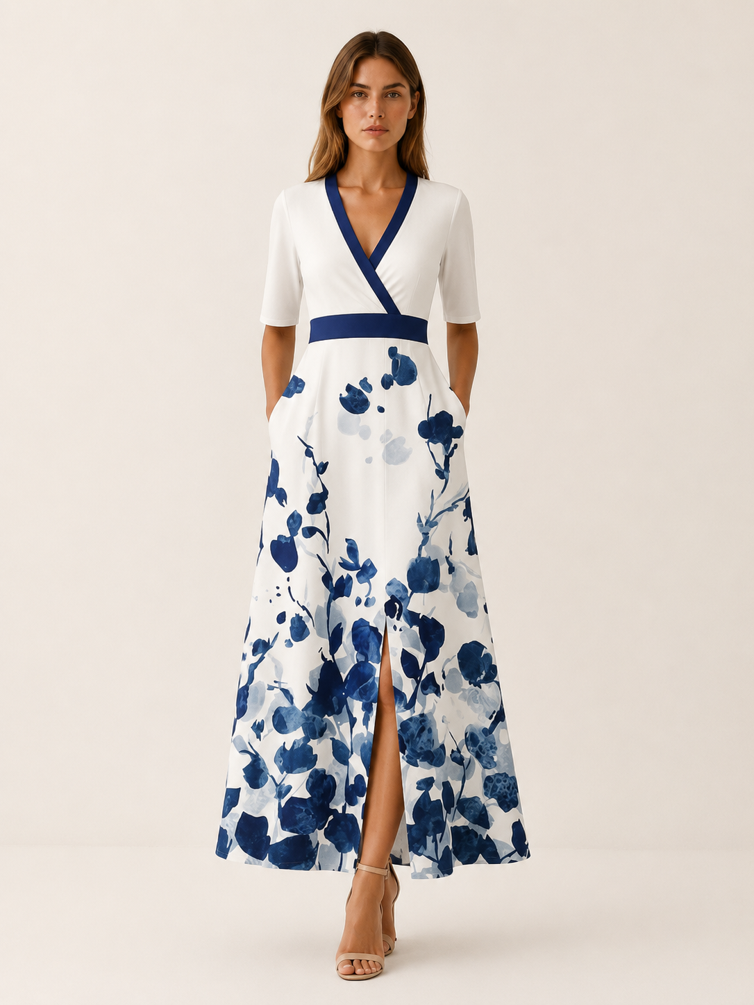Neriah | Maxi Dress with V Neck and Front Slit