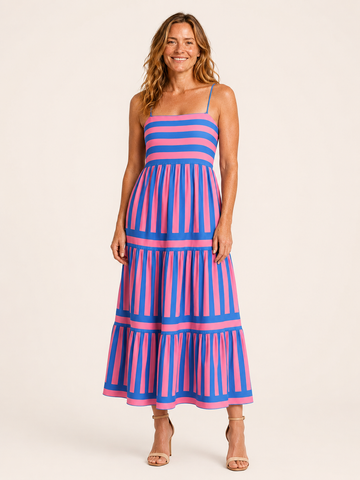 Nerissa | Women's Striped Tiered Summer Maxi Dress