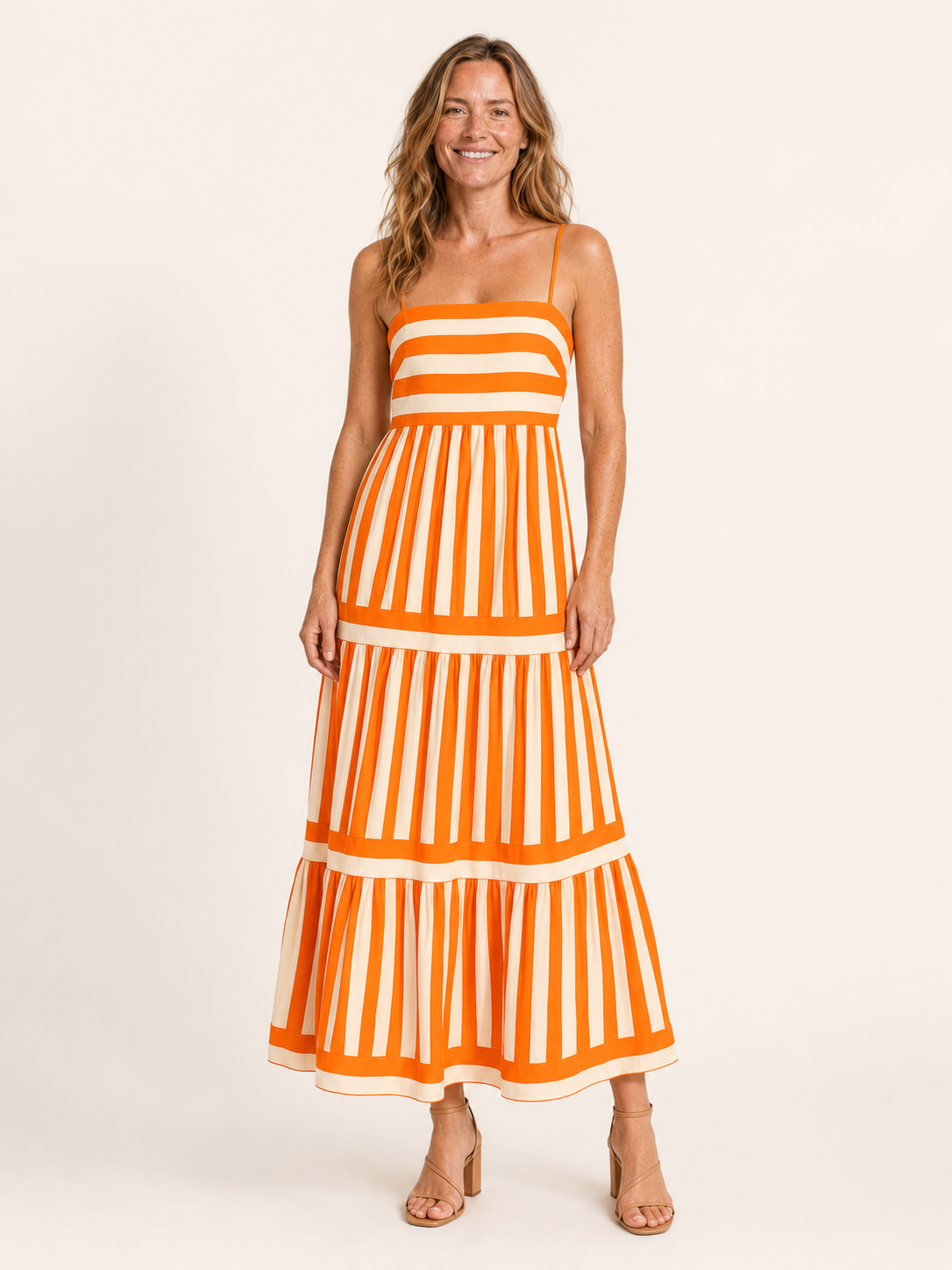 Nerissa | Women's Striped Tiered Summer Maxi Dress