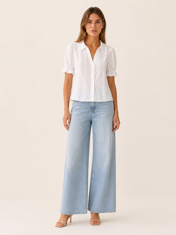 Nina | Women's Lace Embroidered Collared Blouse