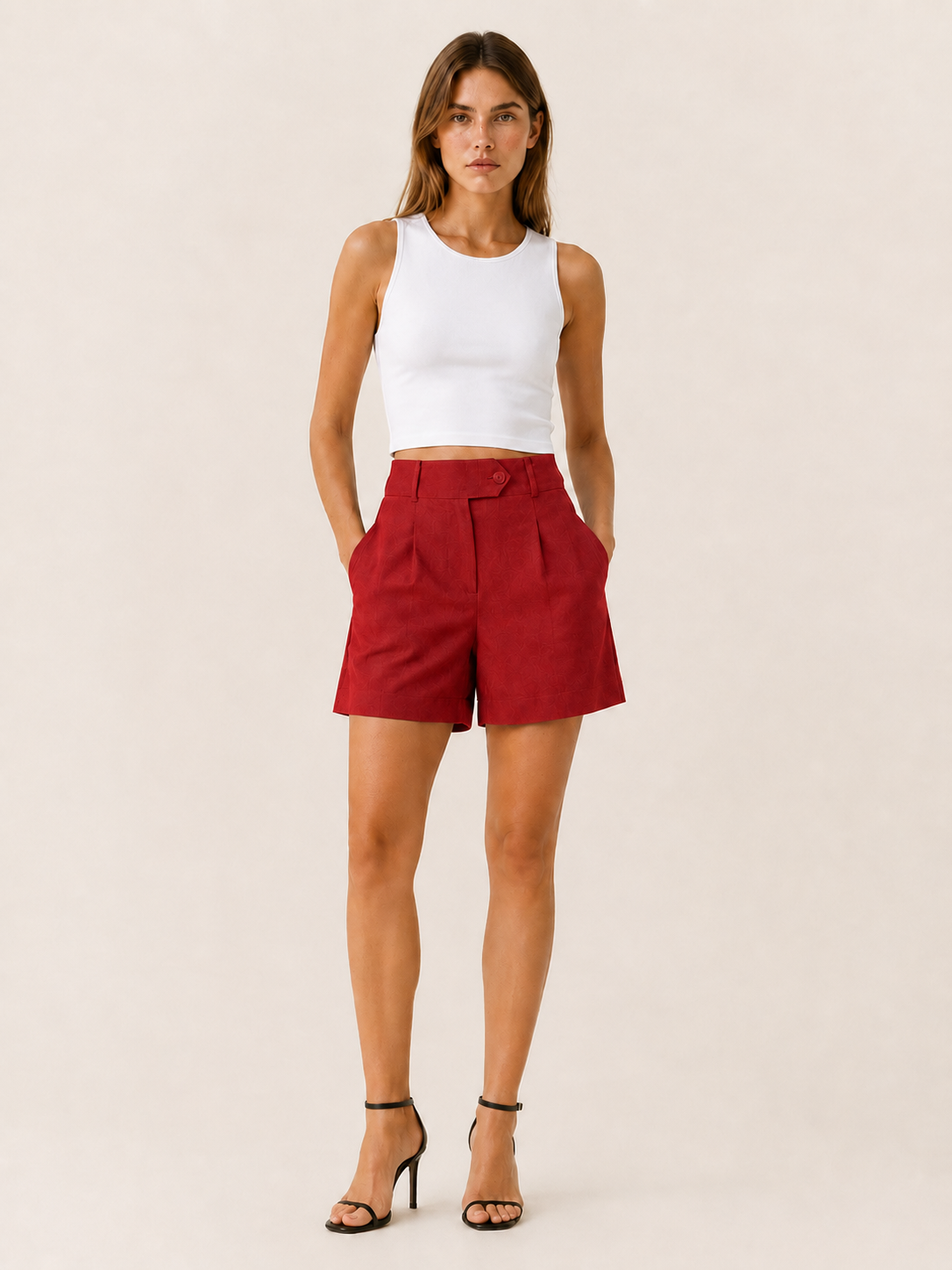 Norwyn | Women's Pleated High Waisted Tailored Shorts