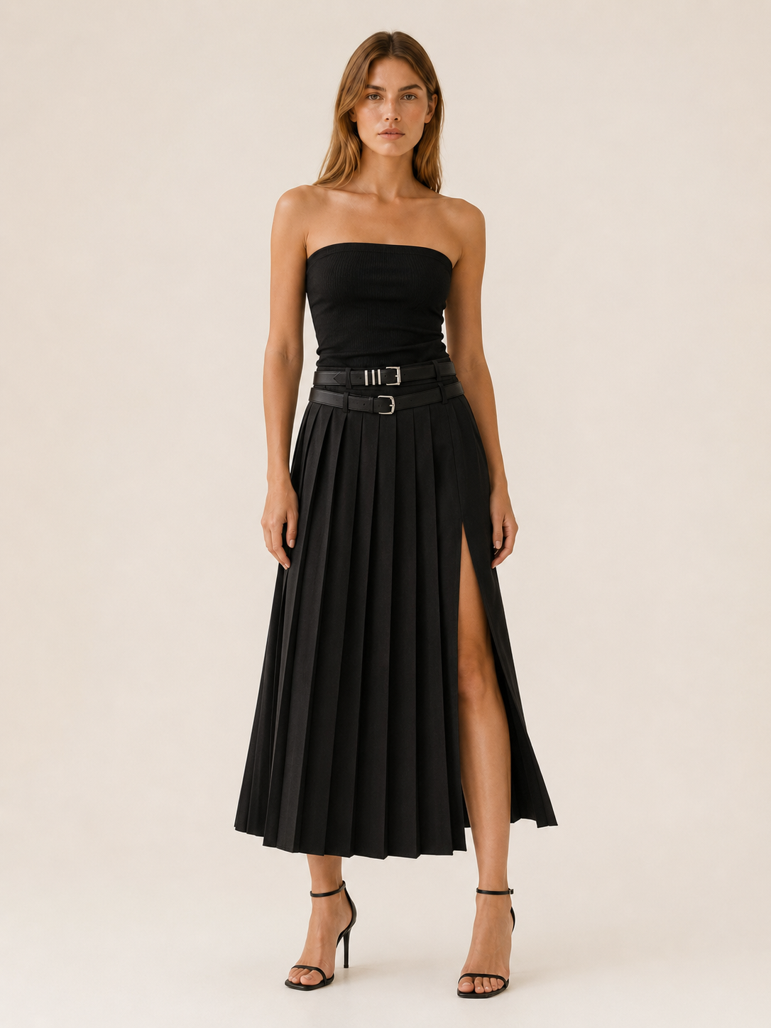 Novalie | Women's Pleated Side Split Maxi Skirt