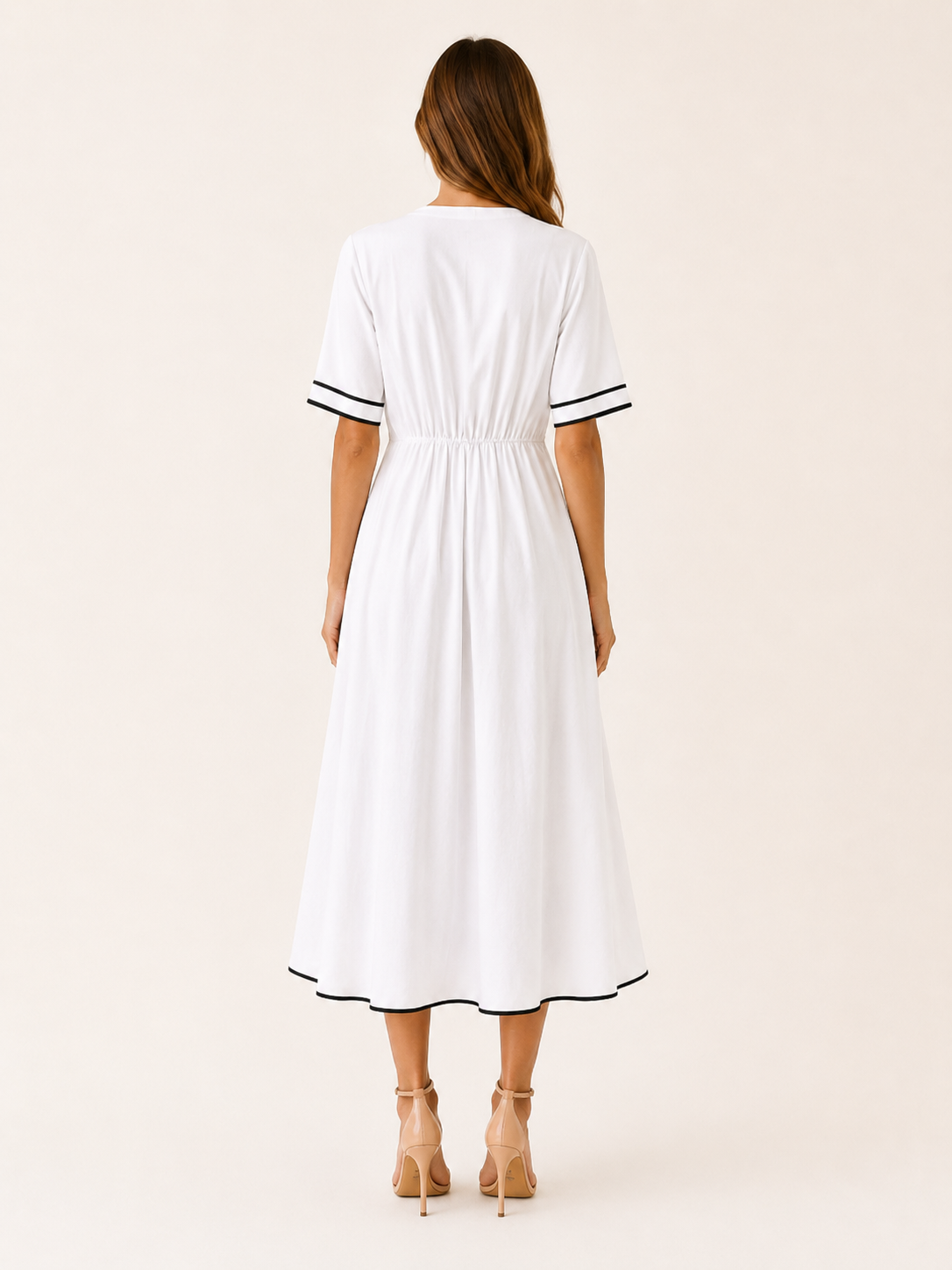 Novara | Midi Dress with Twist Front Contrast Trim