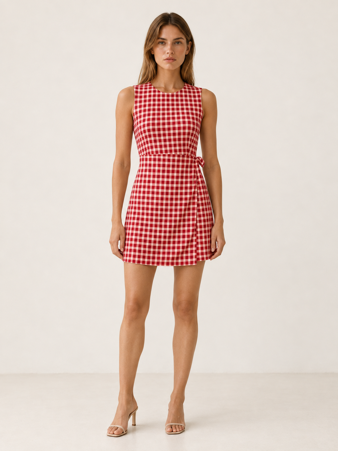 Nyvelis | Check Mini Dress with Wrap Detail Sleeveless Fit