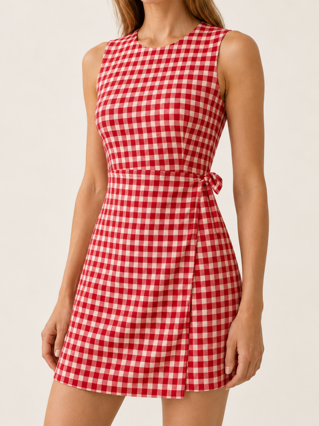 Nyvelis | Check Mini Dress with Wrap Detail Sleeveless Fit