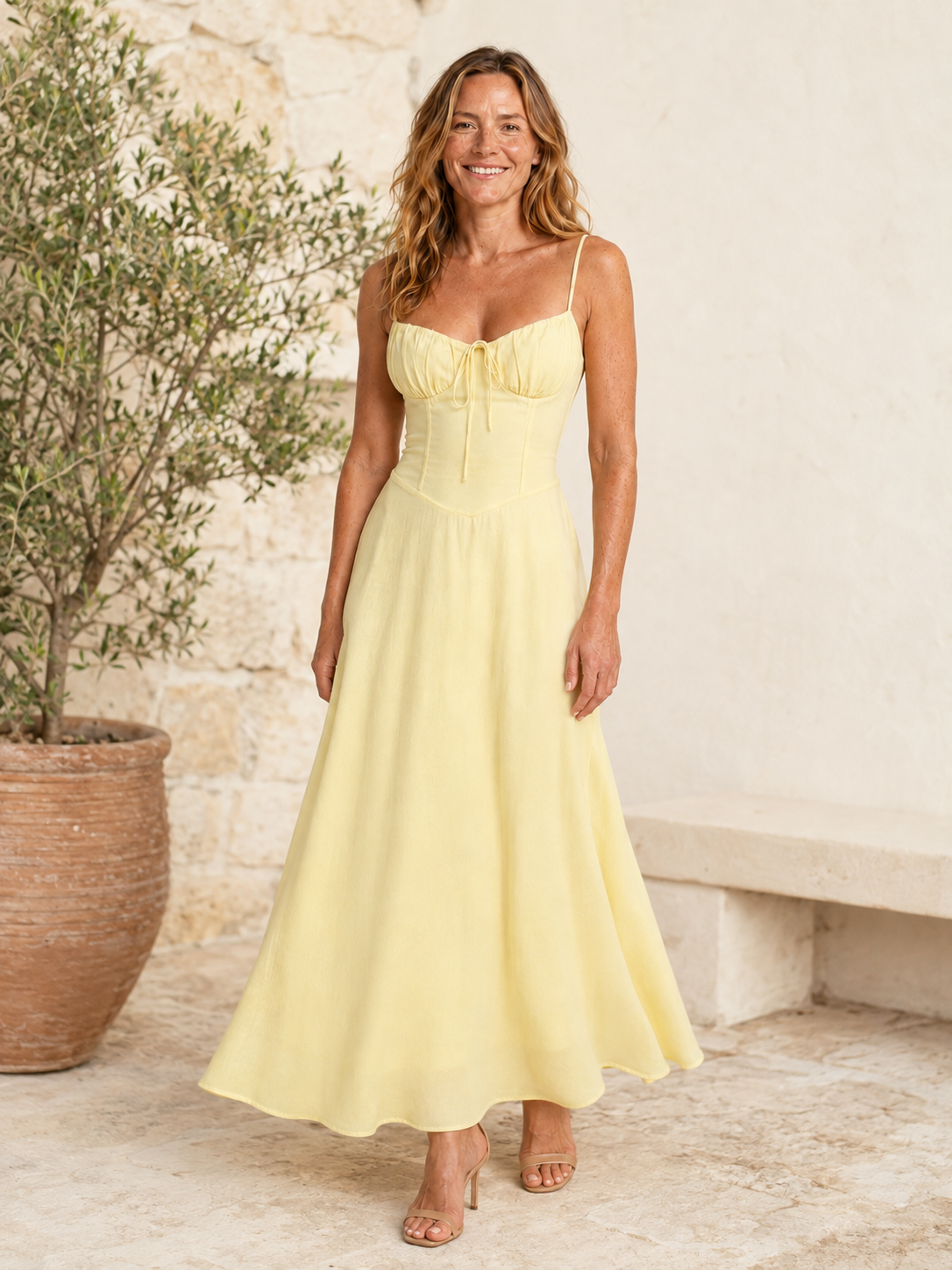 Olivia | Women's Corset Ruched Wedding Guest Maxi Dress