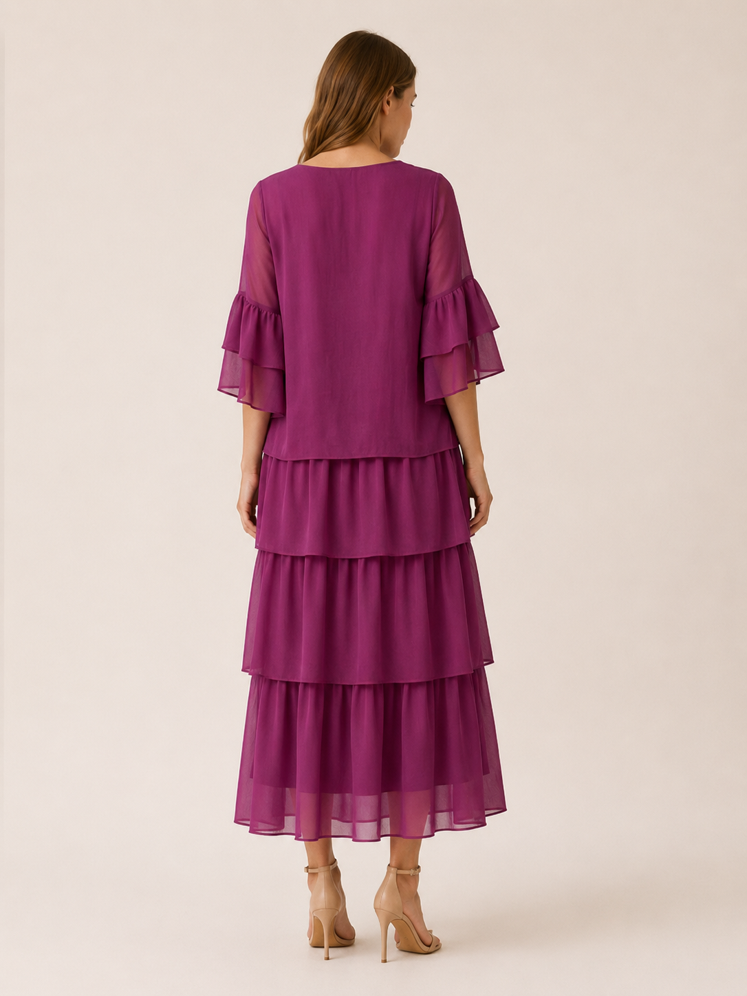 Oona | Tiered Maxi Dress with Round Neck