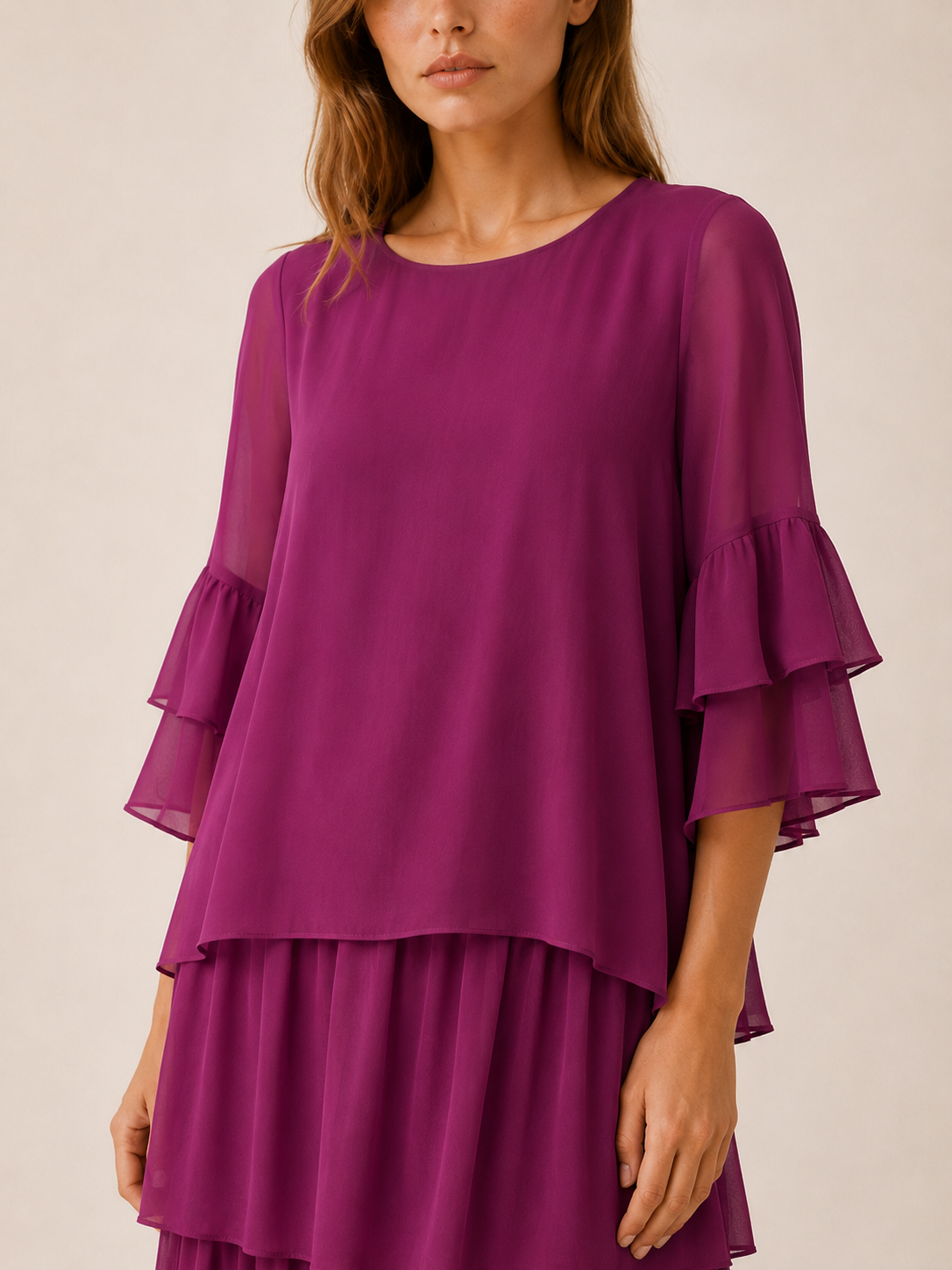 Oona | Tiered Maxi Dress with Round Neck