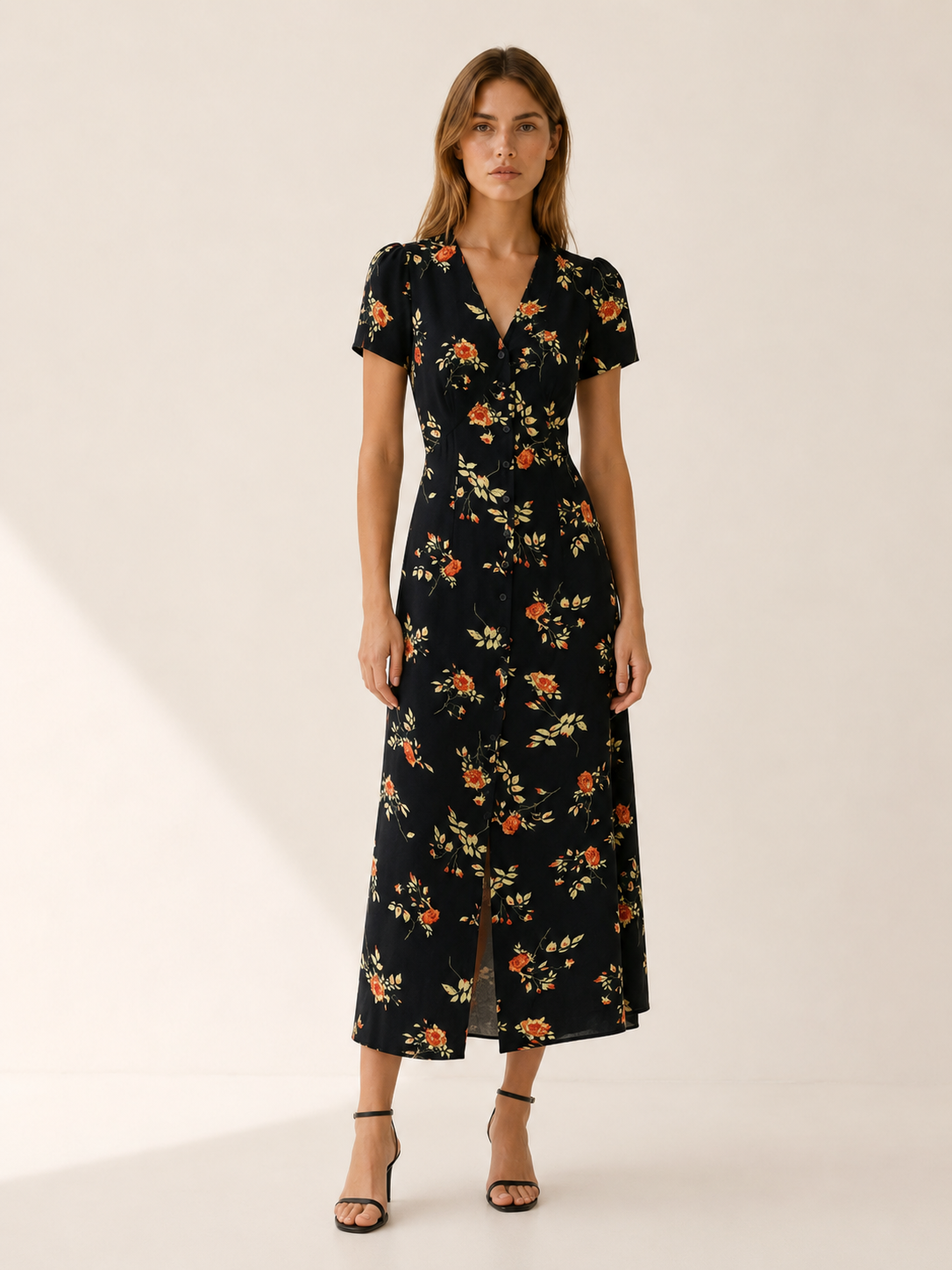 Oralie | Button Down Maxi Dress with Flowy Skirt