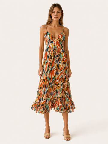 Orla | Printed Midi Dress with Ruffle Hem
