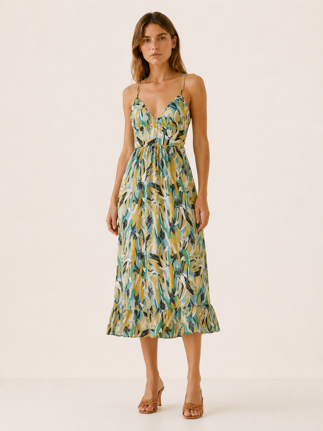 Orla | Printed Midi Dress with Ruffle Hem