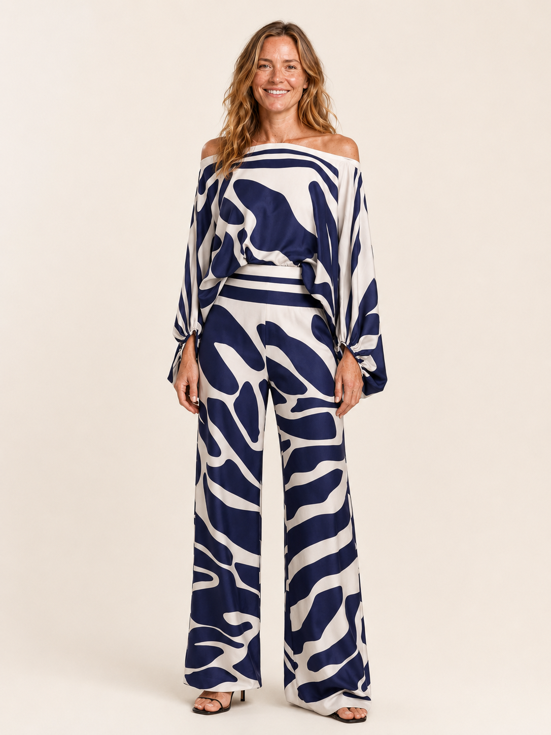 Orlena | Women's Off Shoulder Top and Wide Leg Pants Set