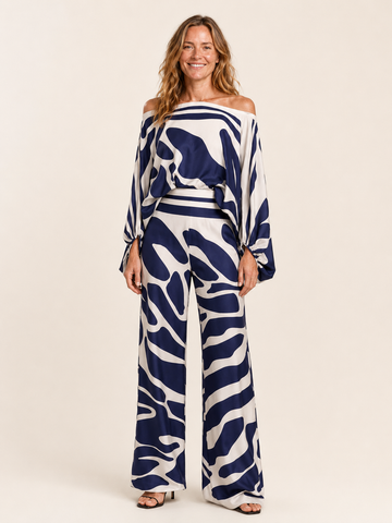 Orlena | Women's Off Shoulder Top and Wide Leg Pants Set