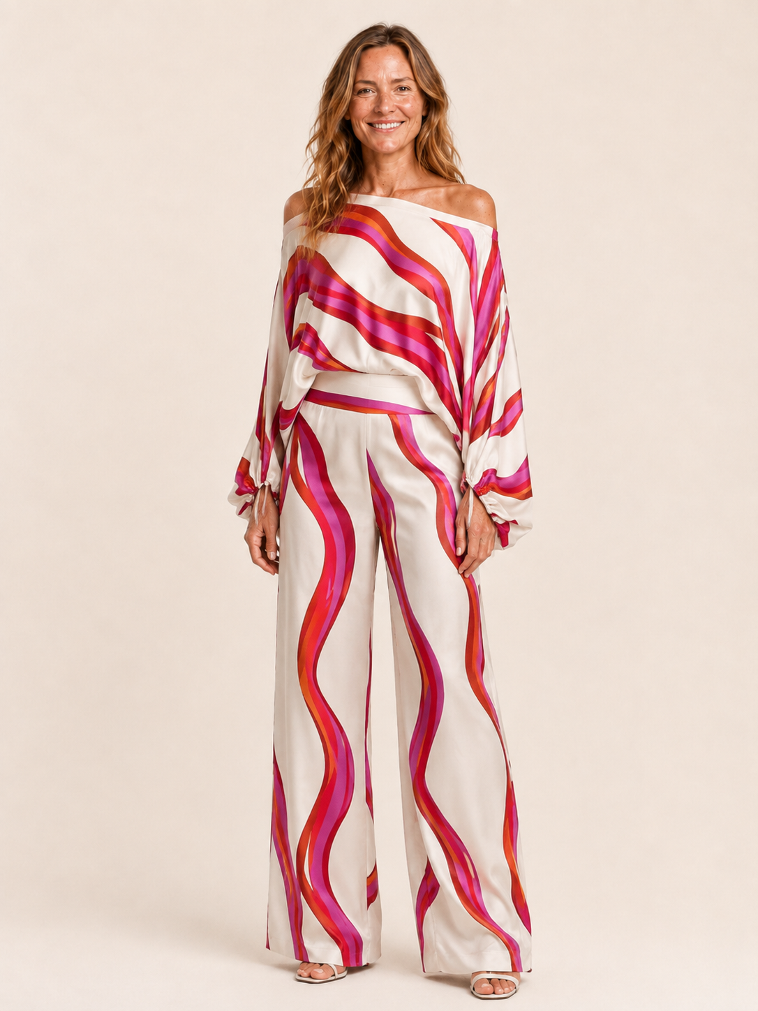 Orlena | Women's Off Shoulder Top and Wide Leg Pants Set