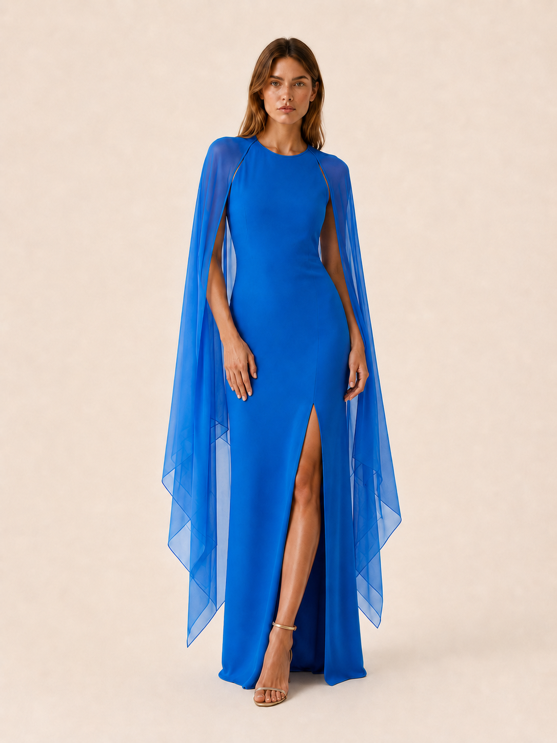 Osella | Maxi Dress with Thigh Split and Cloak Sleeves