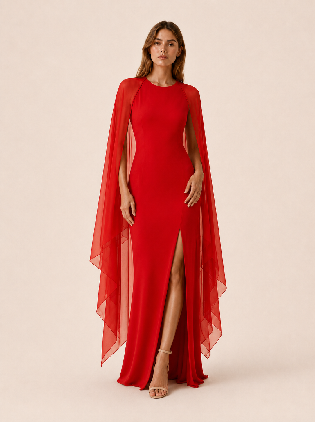 Osella | Maxi Dress with Thigh Split and Cloak Sleeves