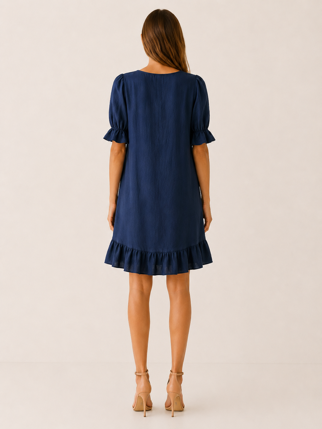 Perris | Relaxed Summer Mini Dress with Ruffle Hem Tummy Covering Fit