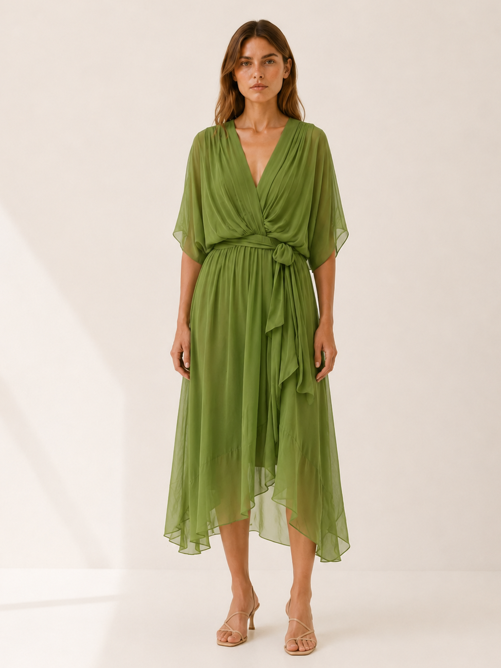 Priya | Wrap Midi Dress with Waist Tie