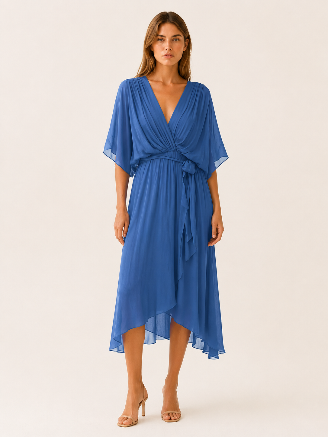 Priya | Wrap Midi Dress with Waist Tie