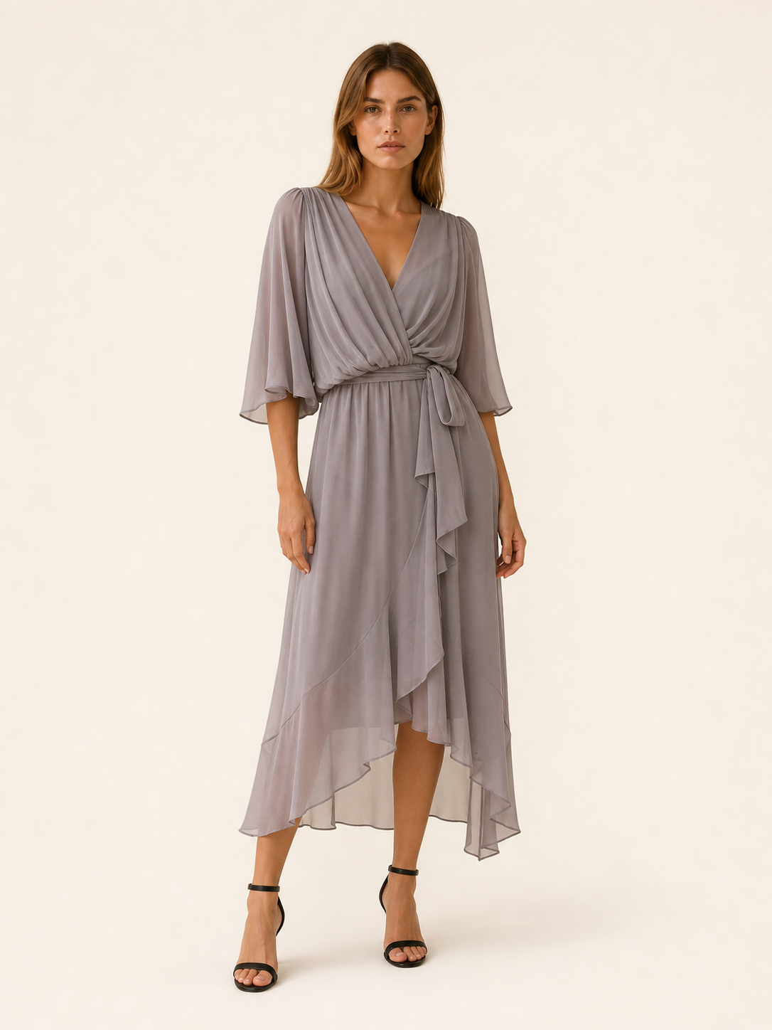 Priya | Wrap Midi Dress with Waist Tie