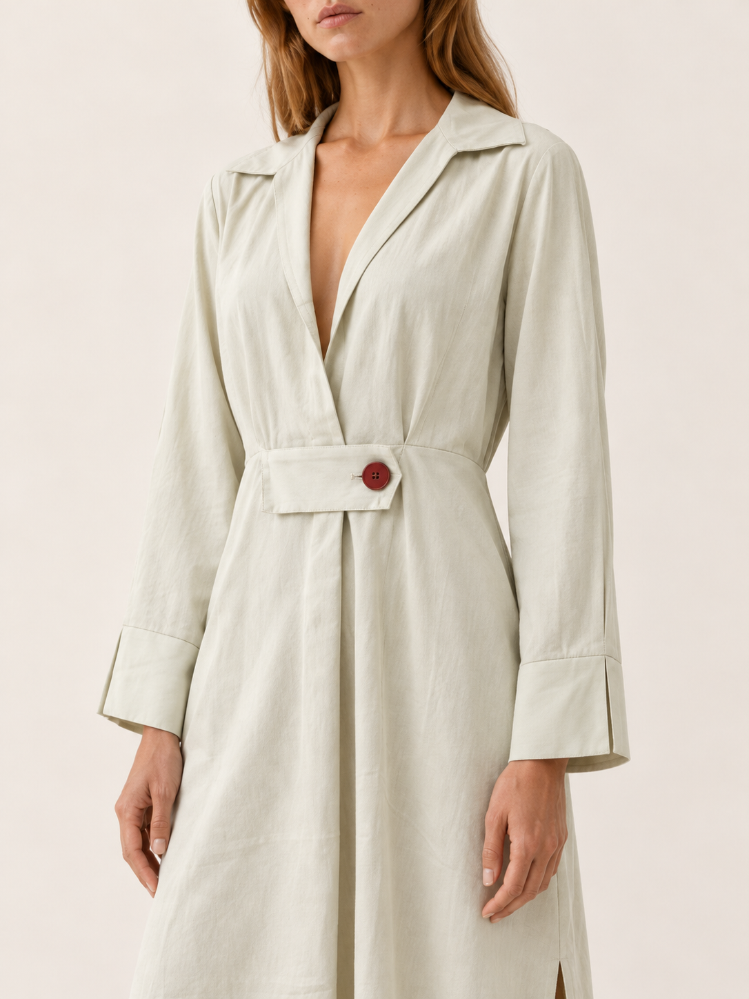 Quincy | Maxi Dress with Collared V Neck Belted Waist