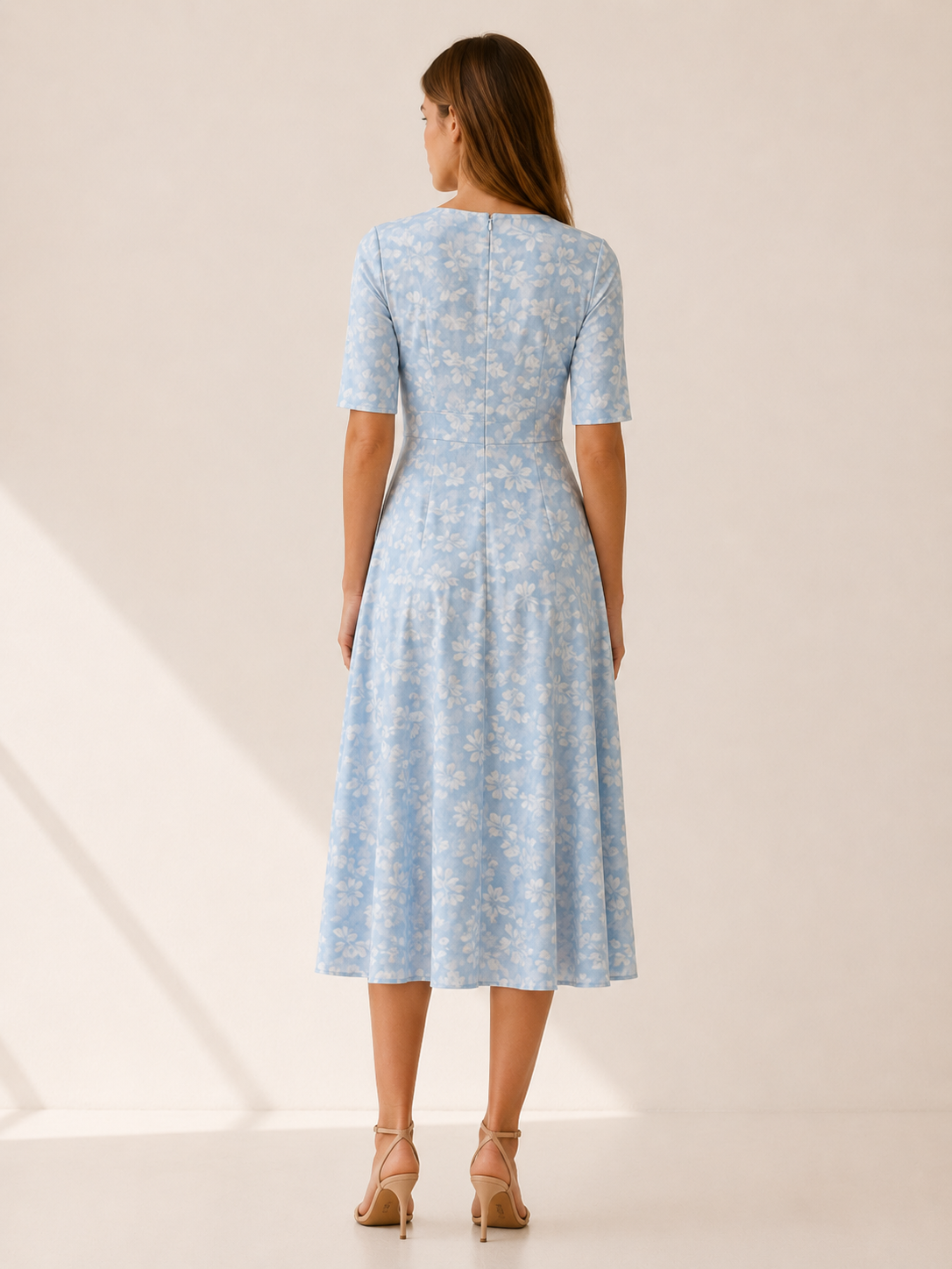 Raina | Midi Dress with V Neck and Side Pockets