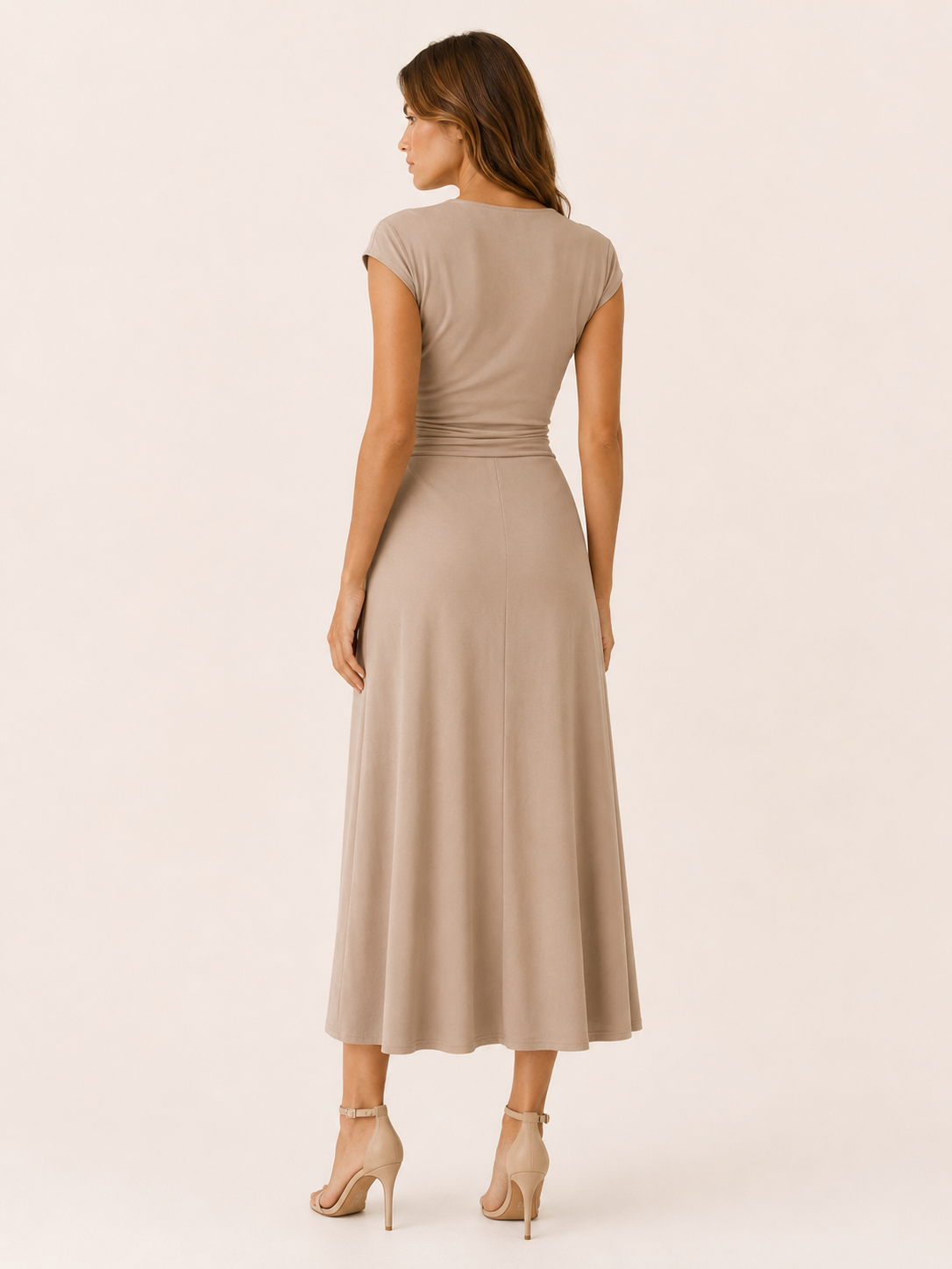 Ravelle | Midi Dress with Cap Sleeves and High Waist