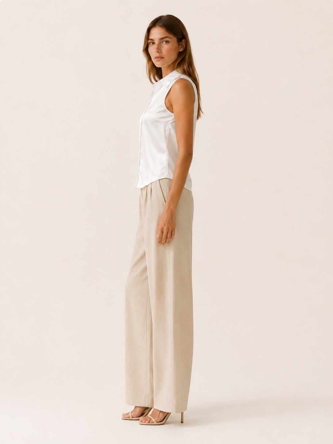 Renley | Women's Sleeveless Collared Button Front Shirt
