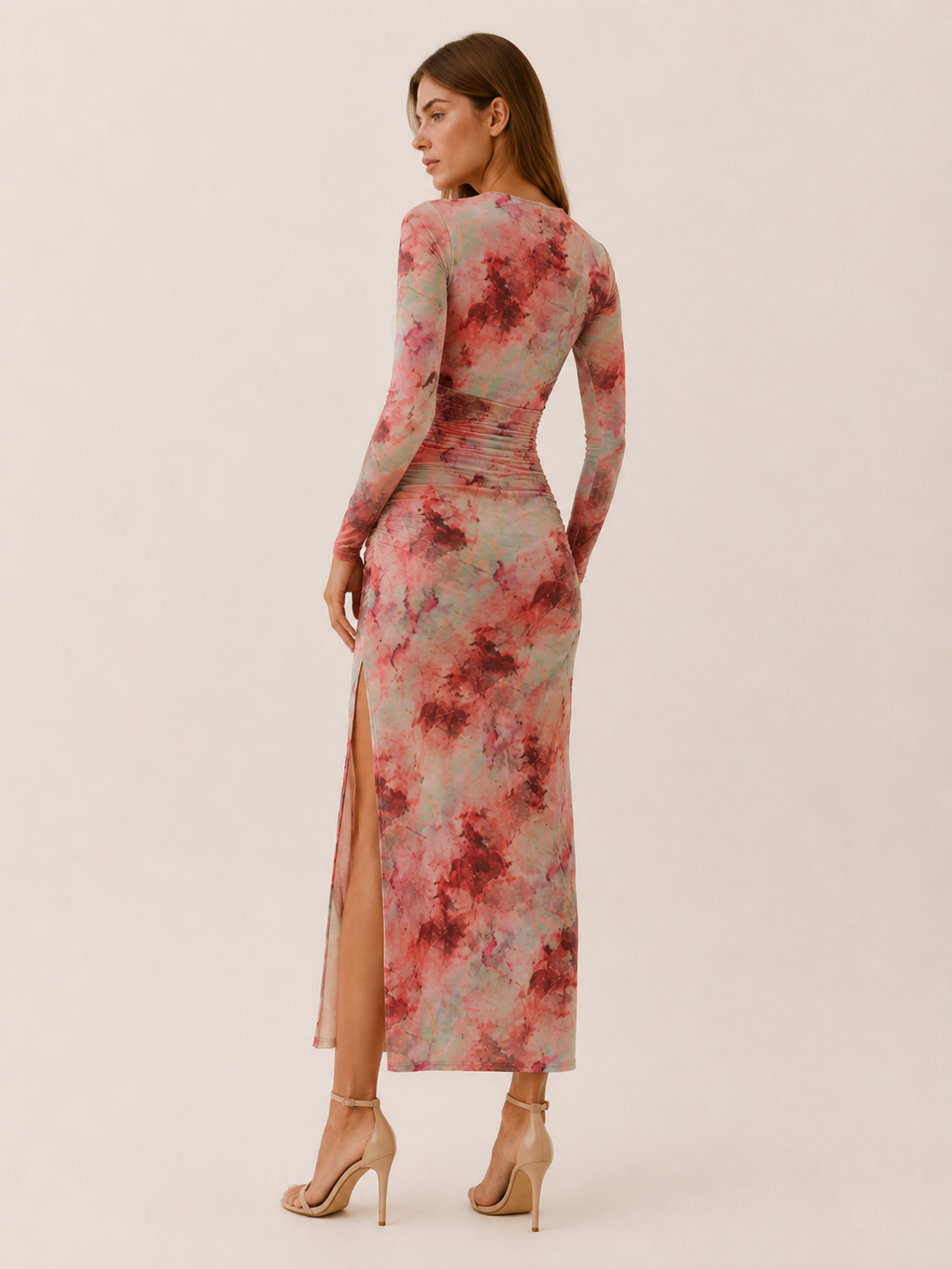 Rhaina | Tie-Dye Midi Dress with Long Sleeves