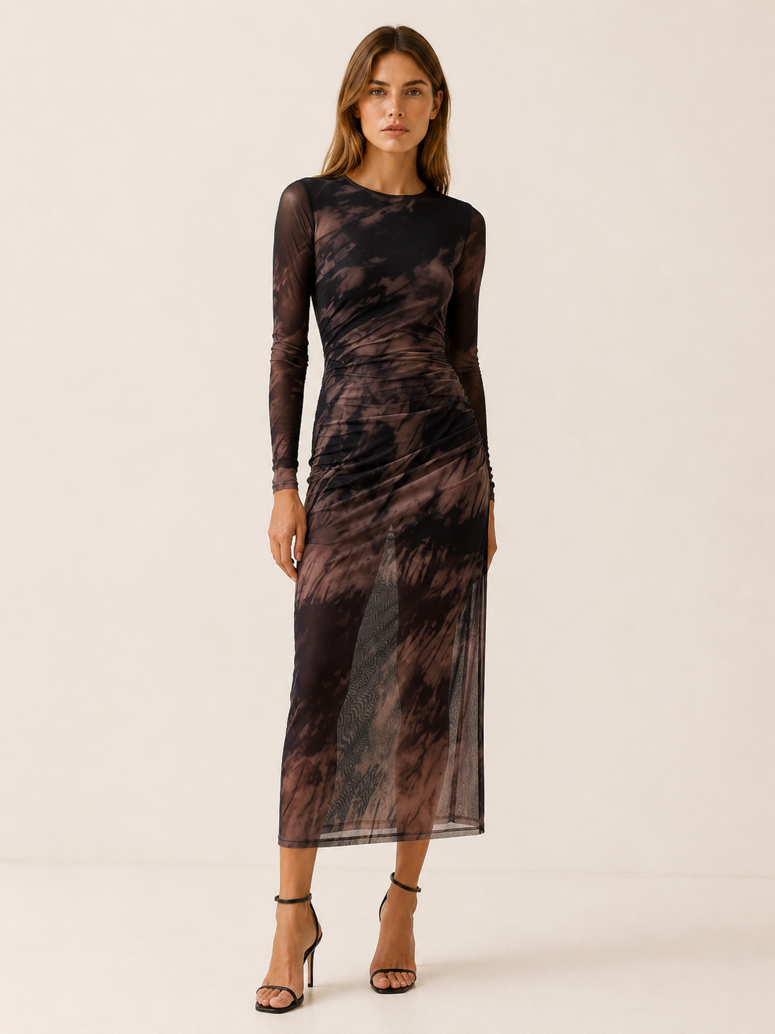 Rhaina | Tie-Dye Midi Dress with Long Sleeves