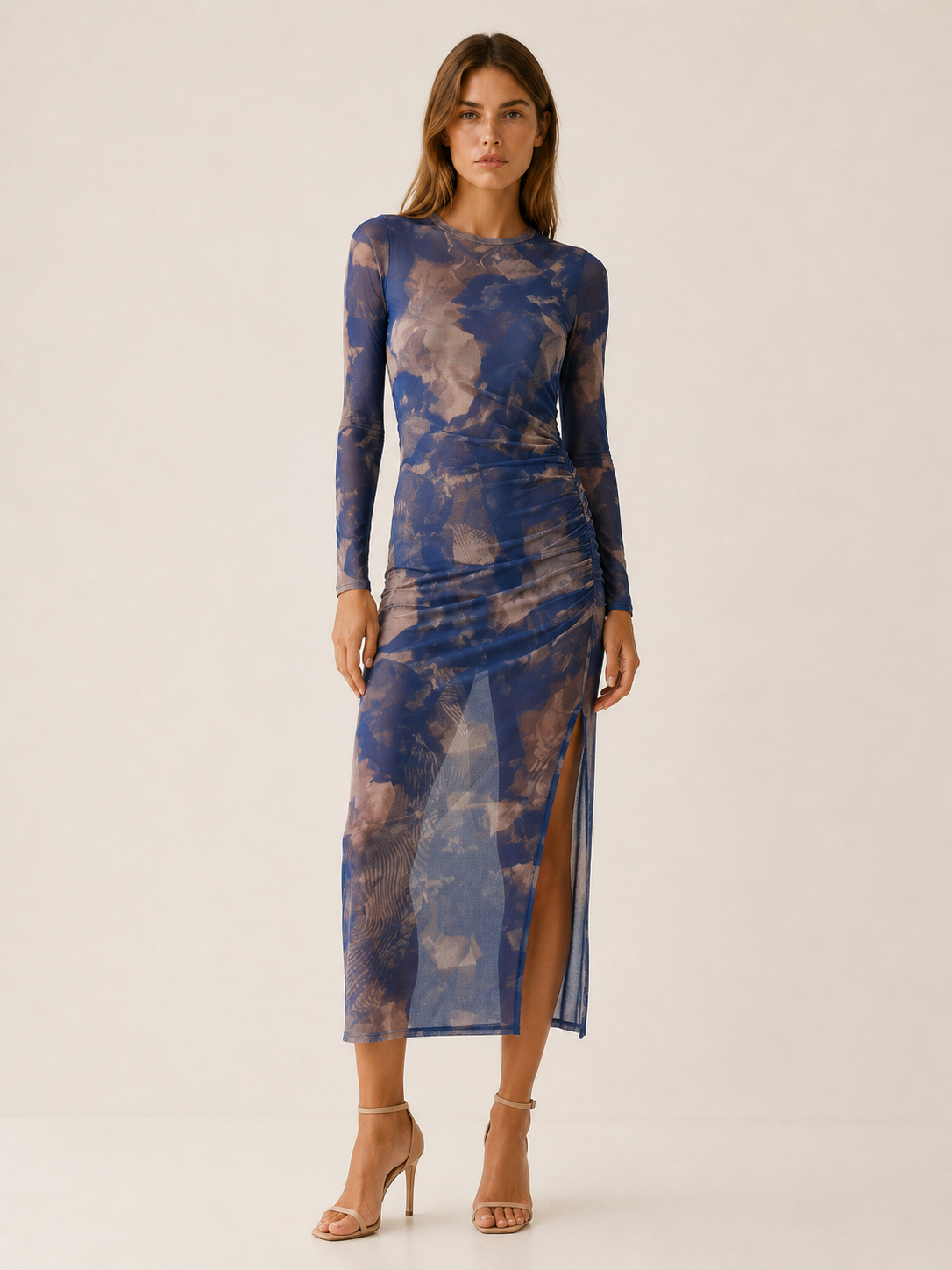 Rhaina | Tie-Dye Midi Dress with Long Sleeves