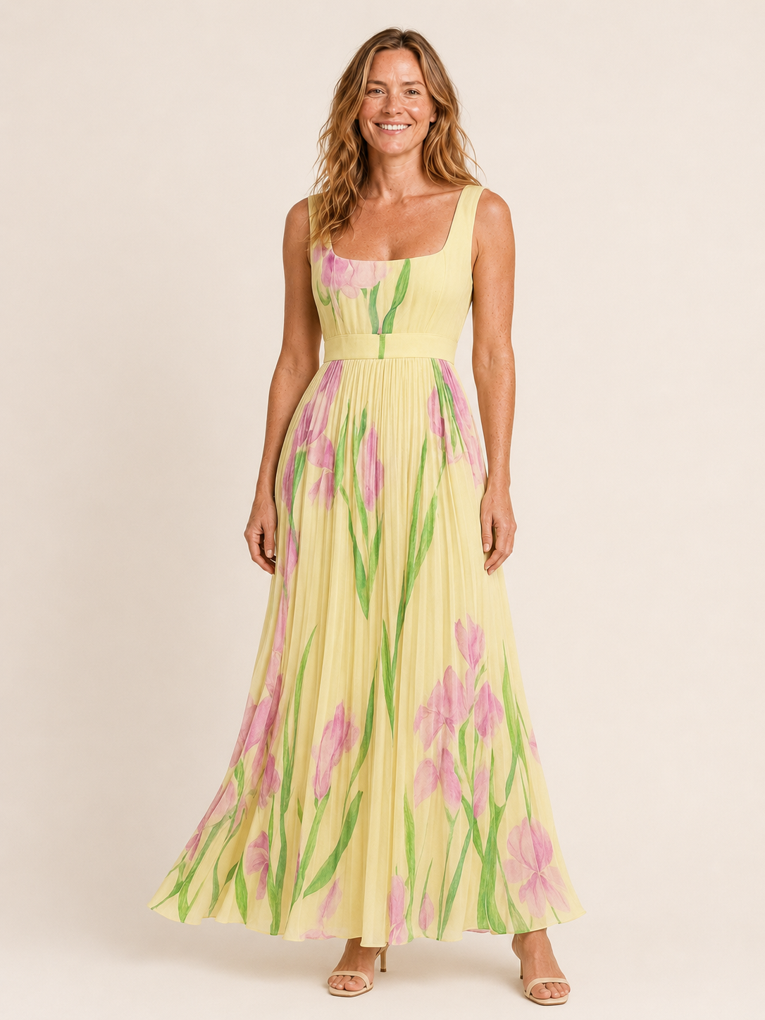 Rhianna | Women's Floral Square Neck Wedding Guest Maxi Dress