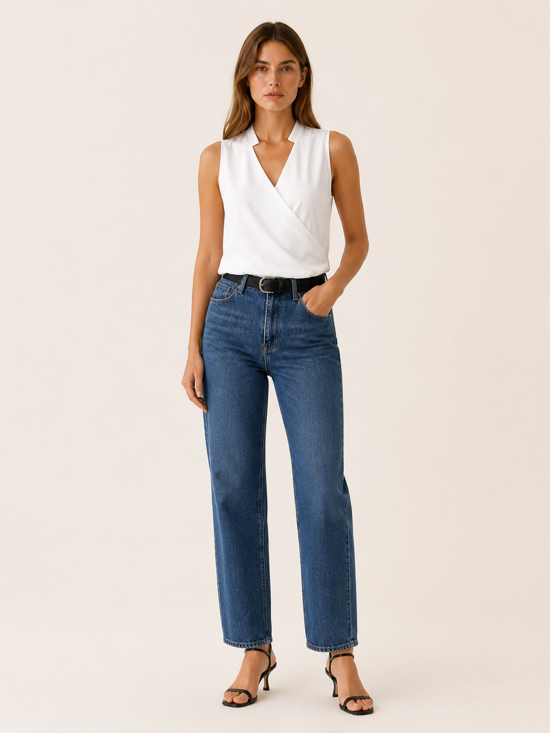 Rhiannon | Women's Sleeveless V Neck Wrap Top