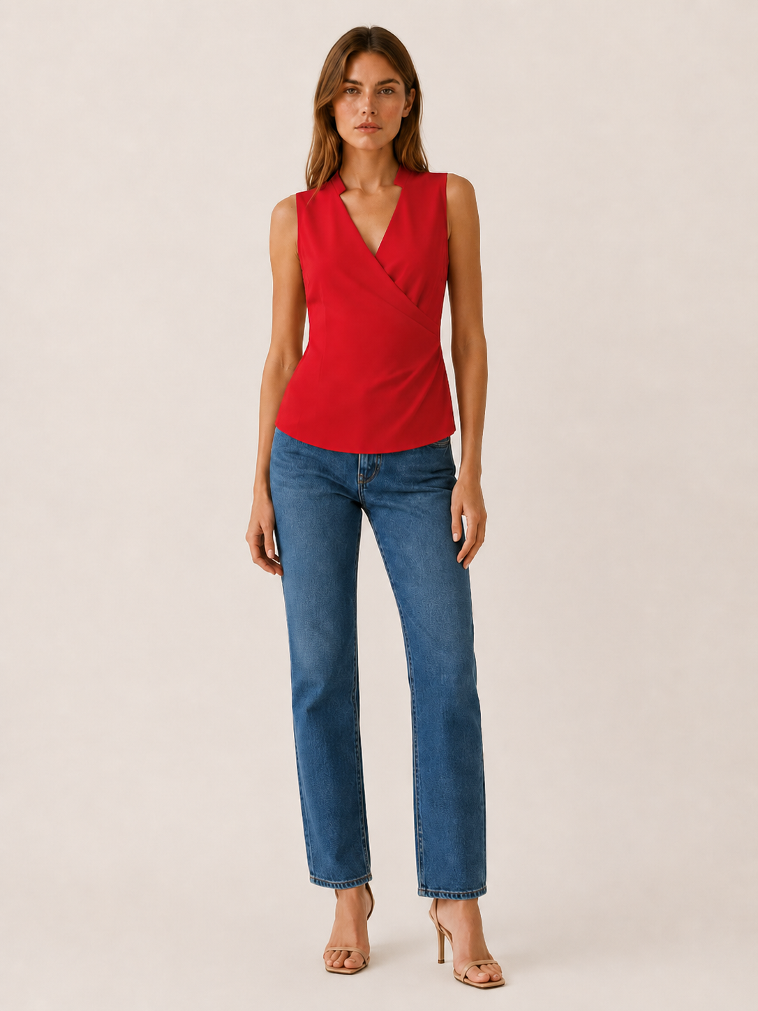 Rhiannon | Women's Sleeveless V Neck Wrap Top