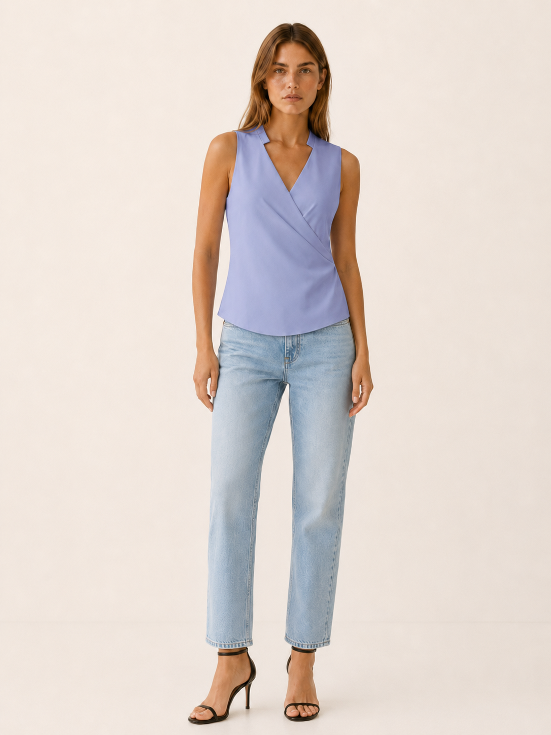 Rhiannon | Women's Sleeveless V Neck Wrap Top