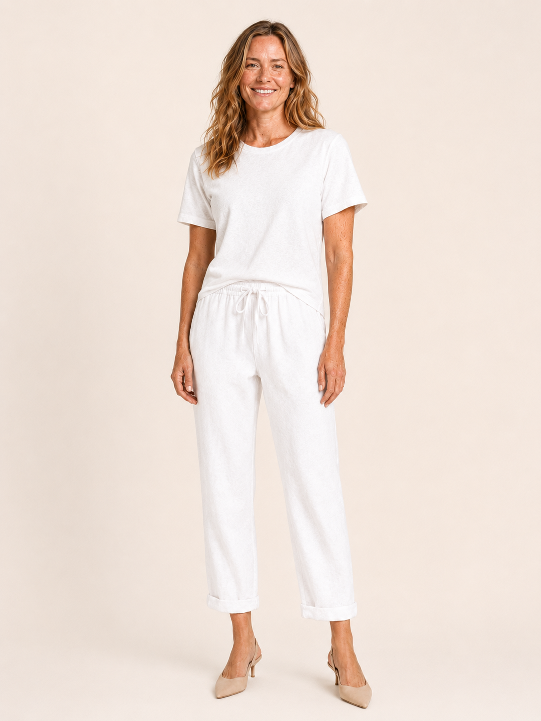 Ricci | Women's Linen Blend Drawstring Tapered Pants