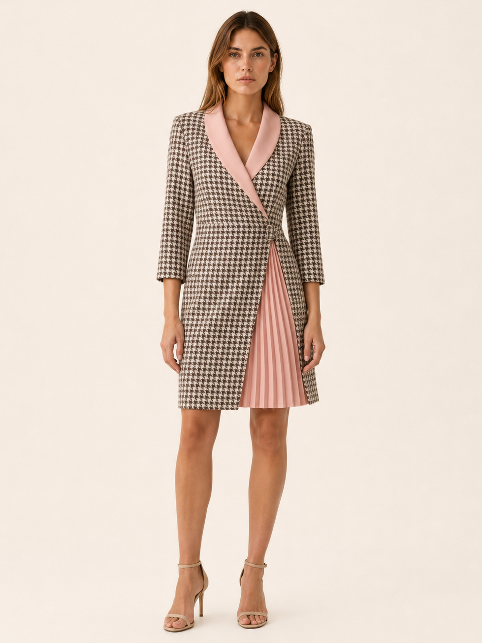 Riva | Blazer Dress with Notched Collar and Pleated Detail