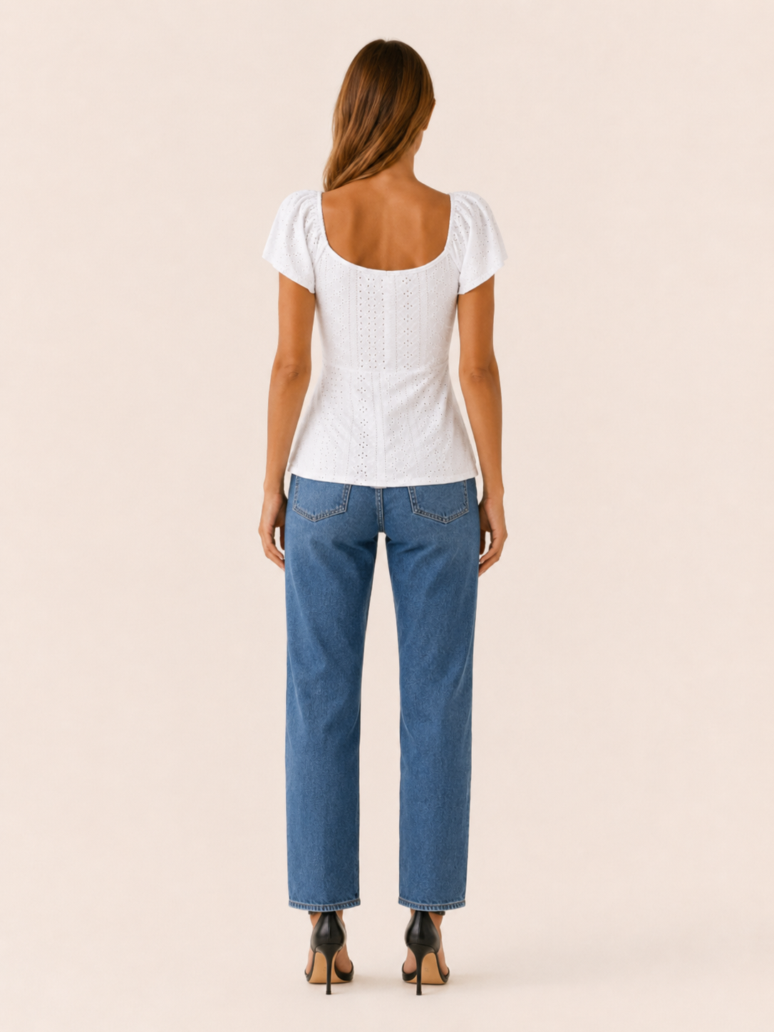 Romina | Women's Eyelet Puff Sleeve Tie Front Blouse