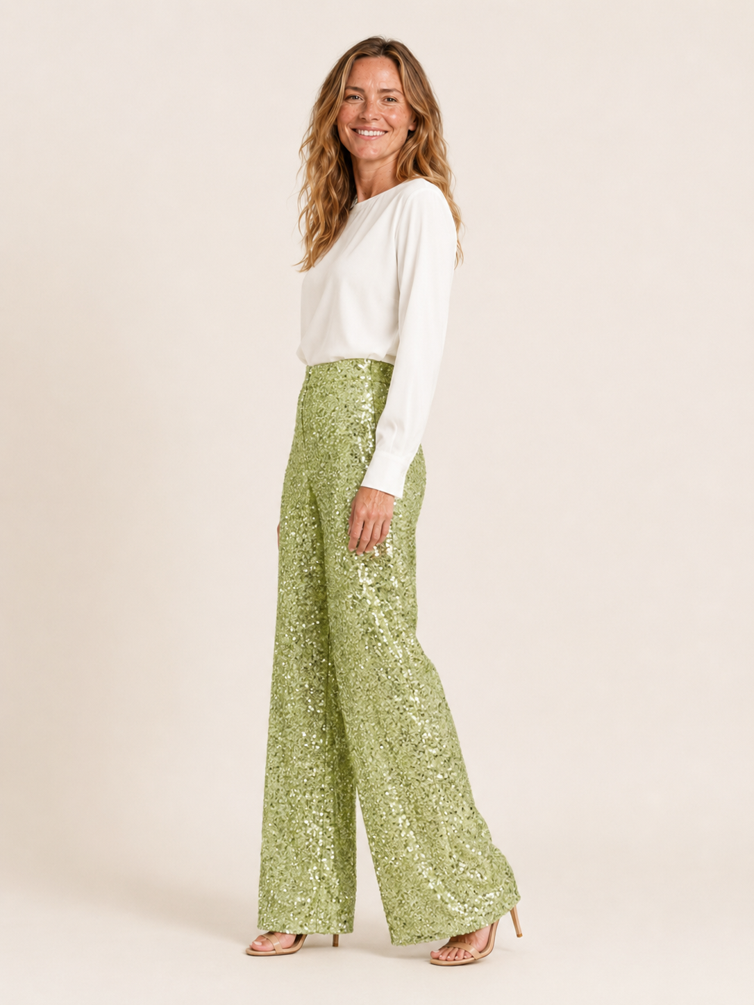 Rossi | Women's High Waisted Sequin Straight Leg Pants