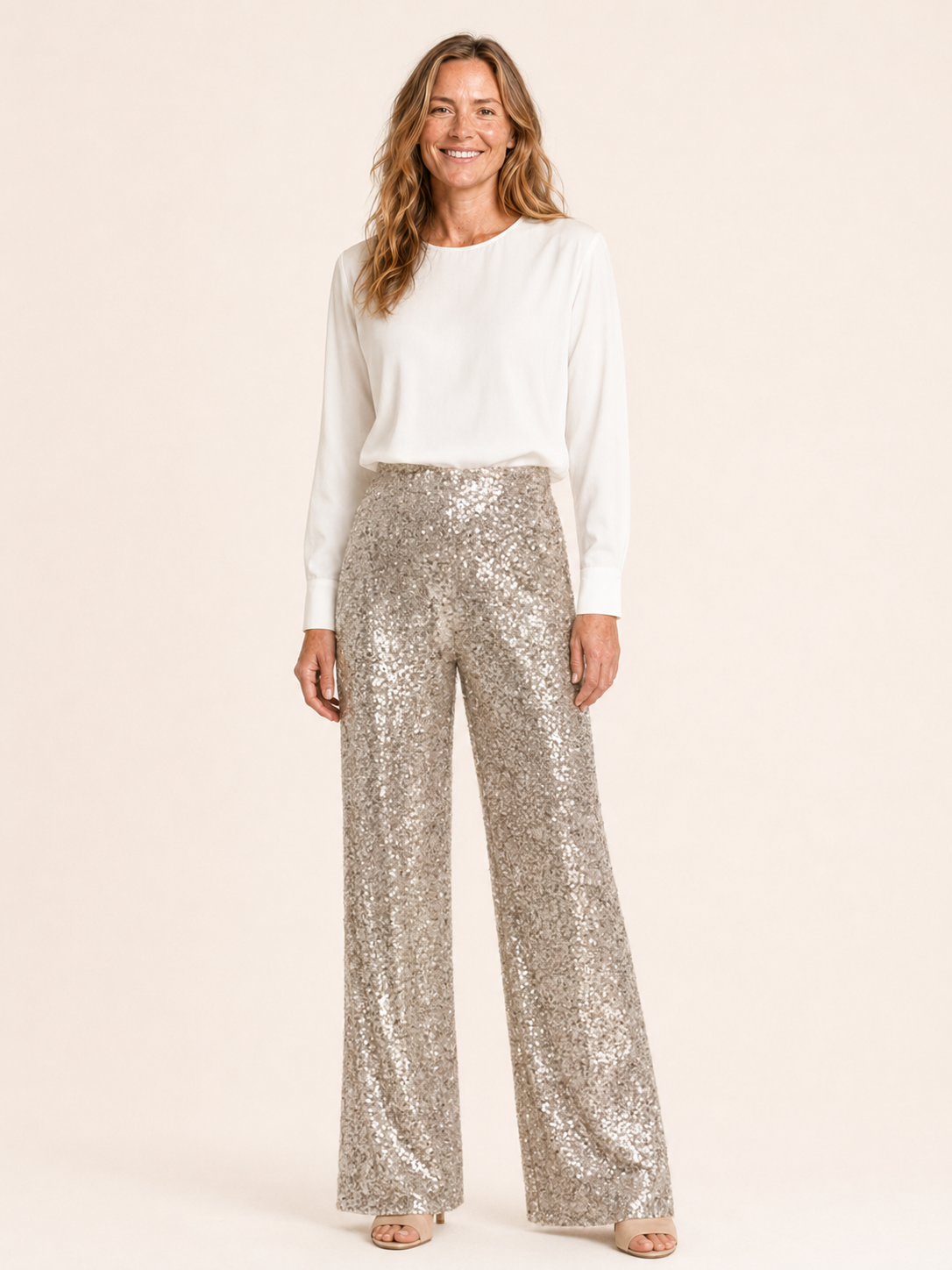 Rossi | Women's High Waisted Sequin Straight Leg Pants