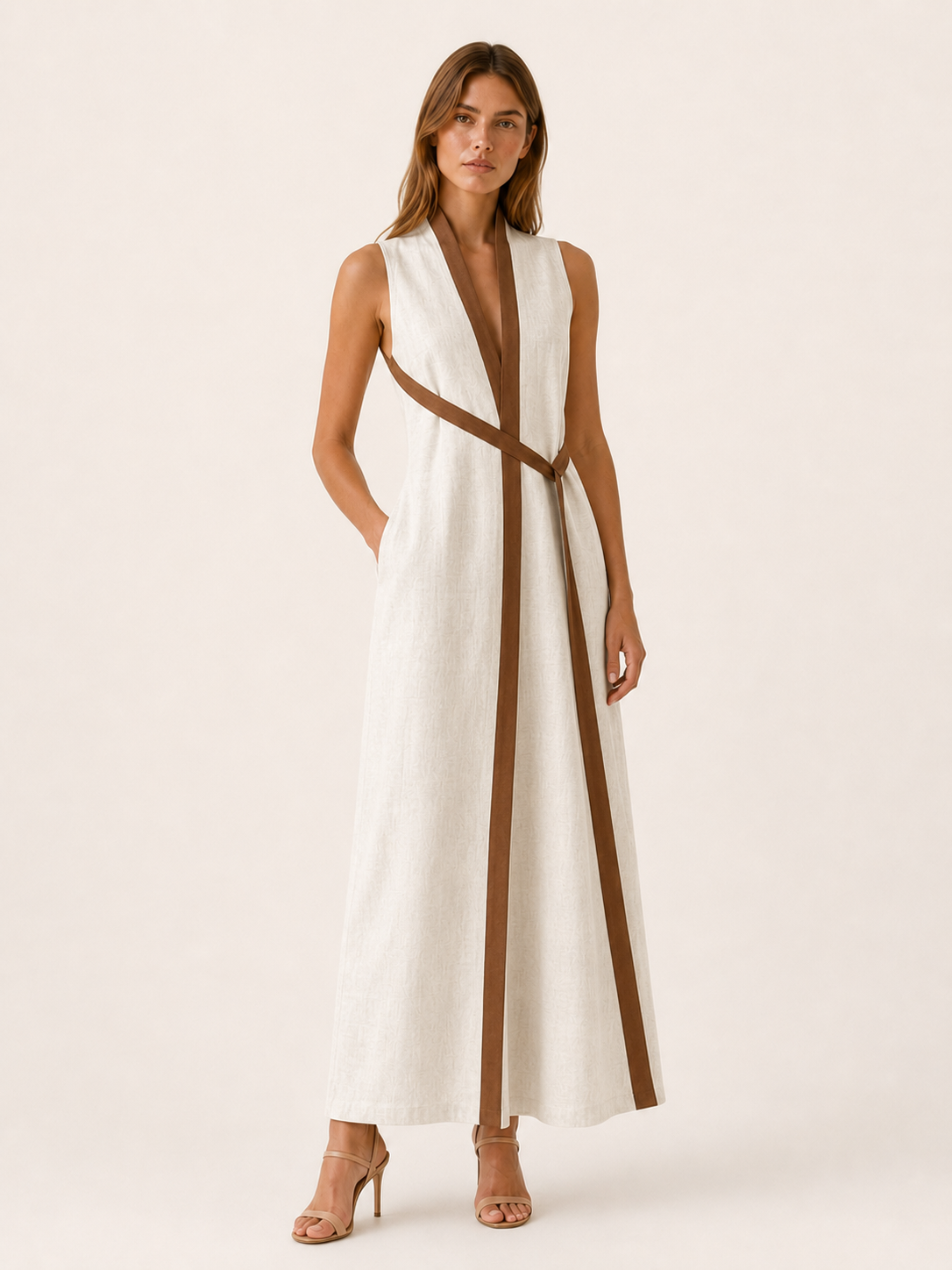 Rovelle | Sleeveless Wrap Maxi Dress with Contrast Trim
