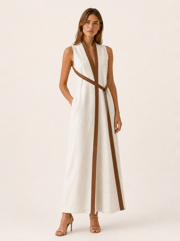 Rovelle | Sleeveless Wrap Maxi Dress with Contrast Trim