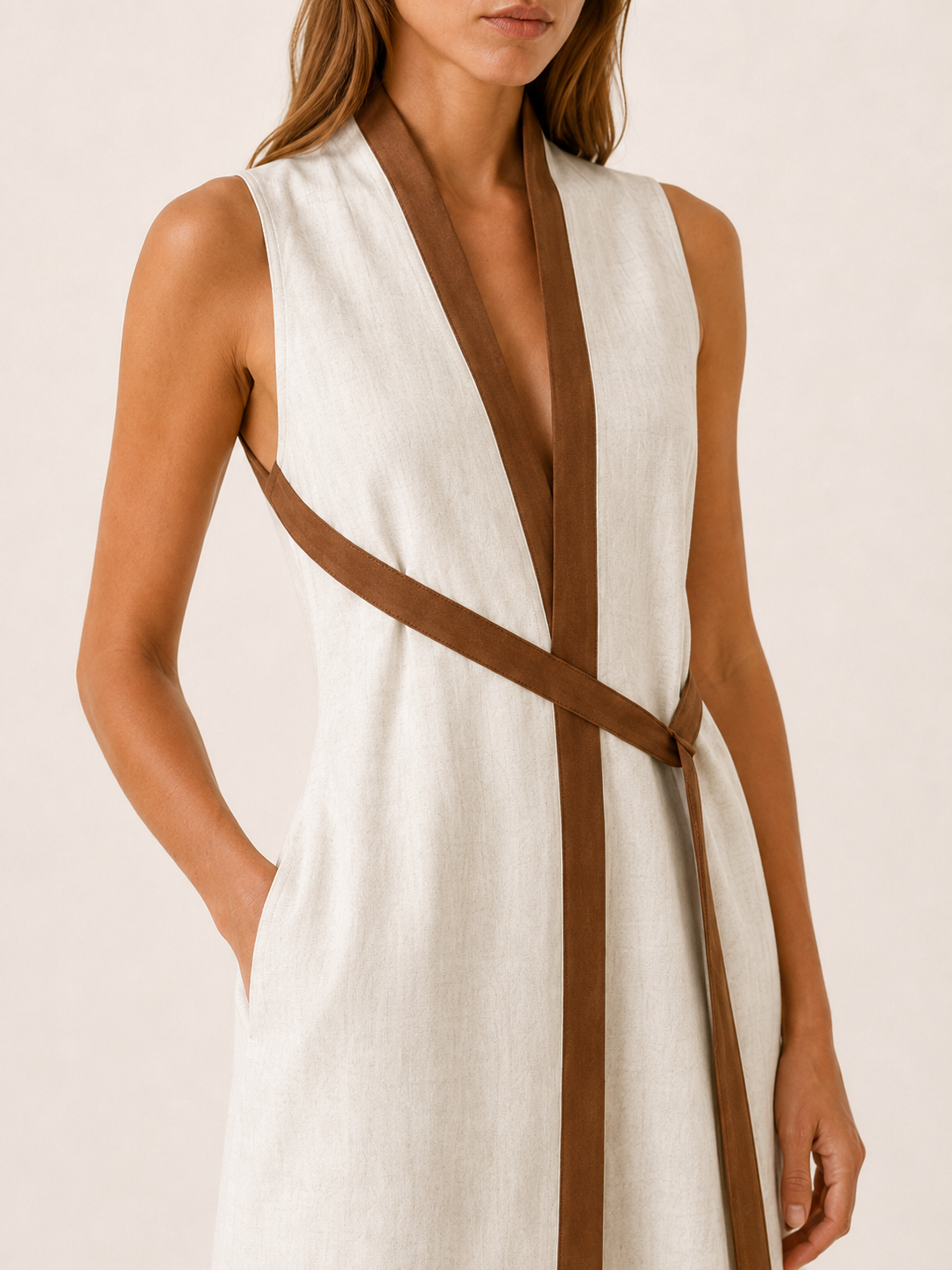 Rovelle | Sleeveless Wrap Maxi Dress with Contrast Trim