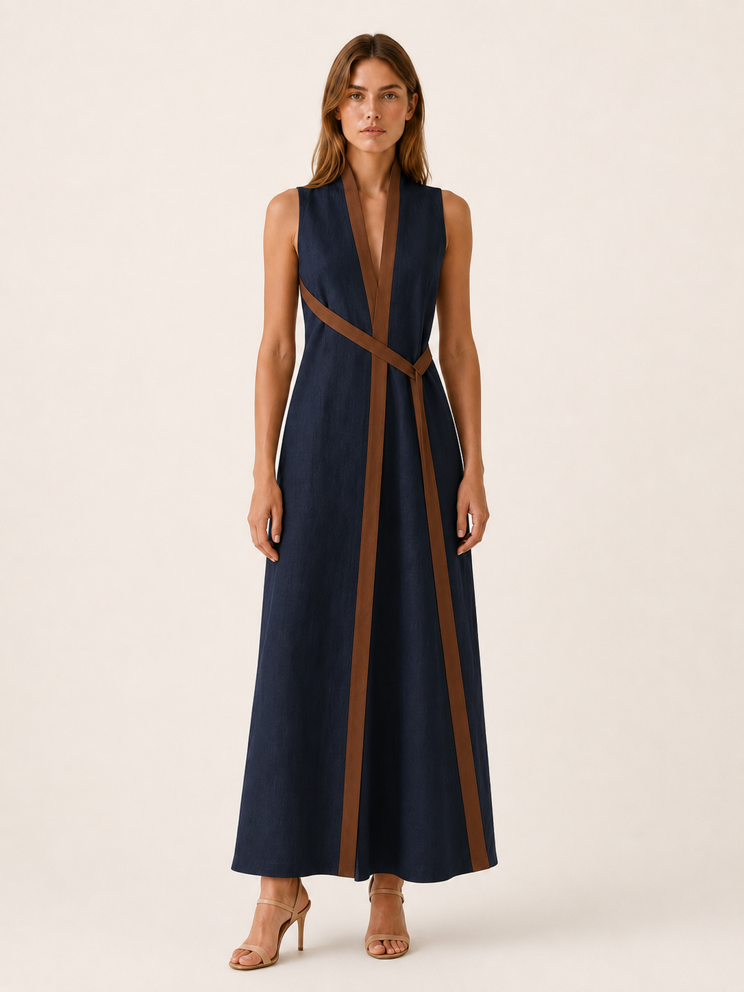 Rovelle | Sleeveless Wrap Maxi Dress with Contrast Trim