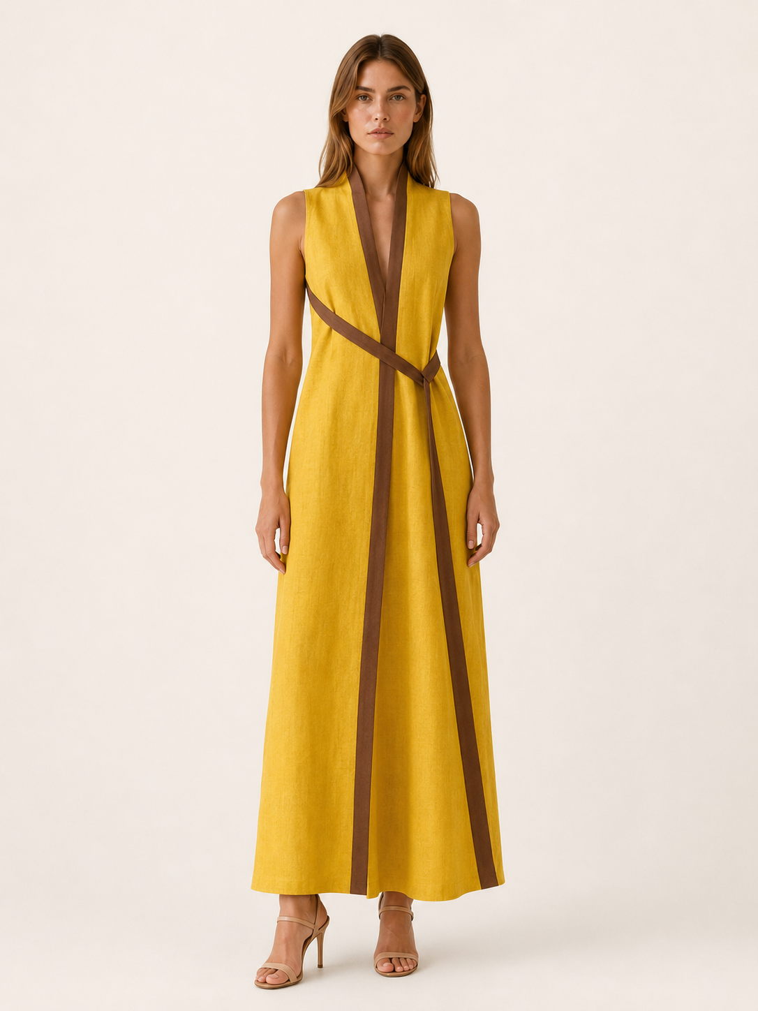 Rovelle | Sleeveless Wrap Maxi Dress with Contrast Trim