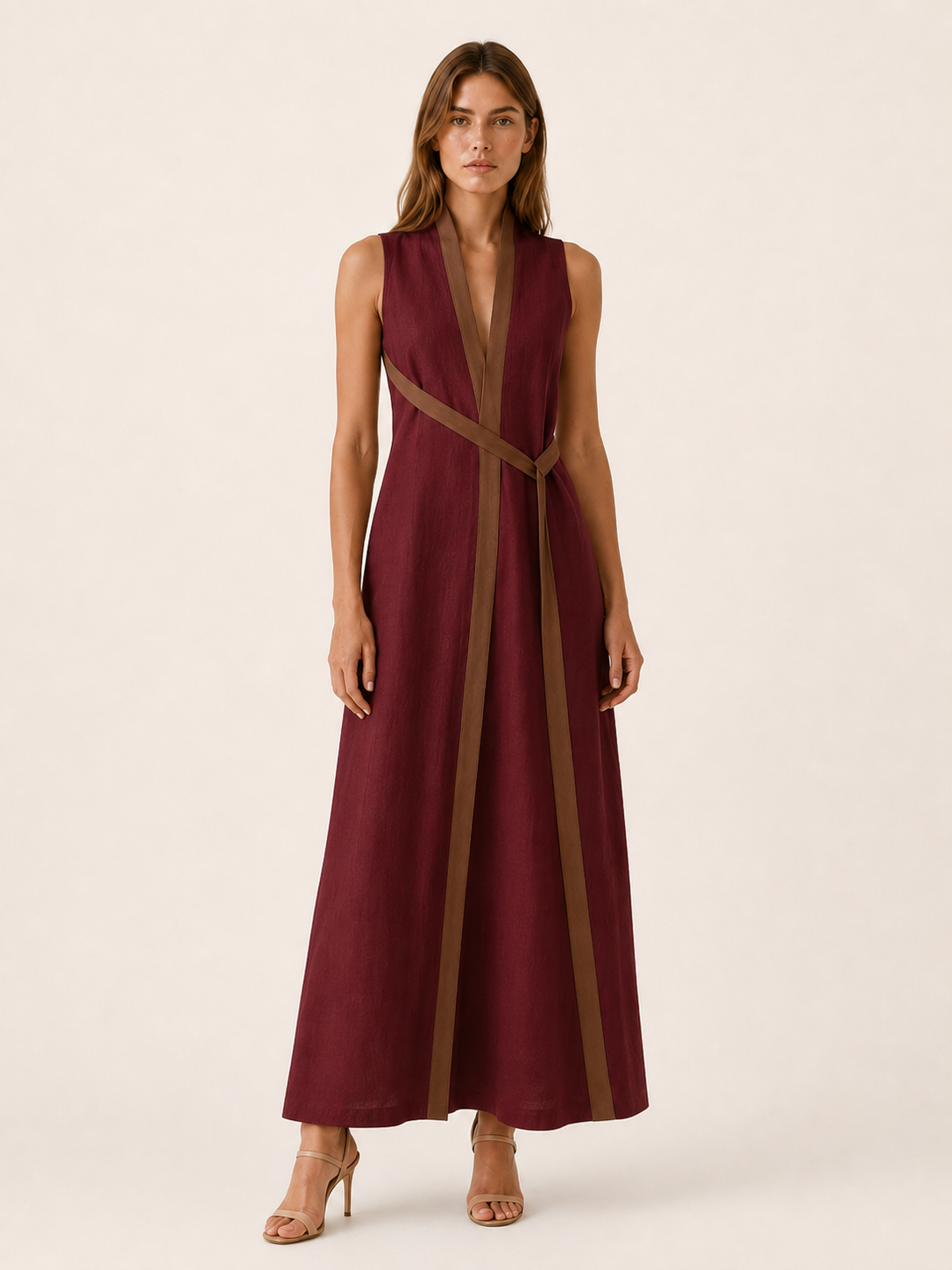 Rovelle | Sleeveless Wrap Maxi Dress with Contrast Trim