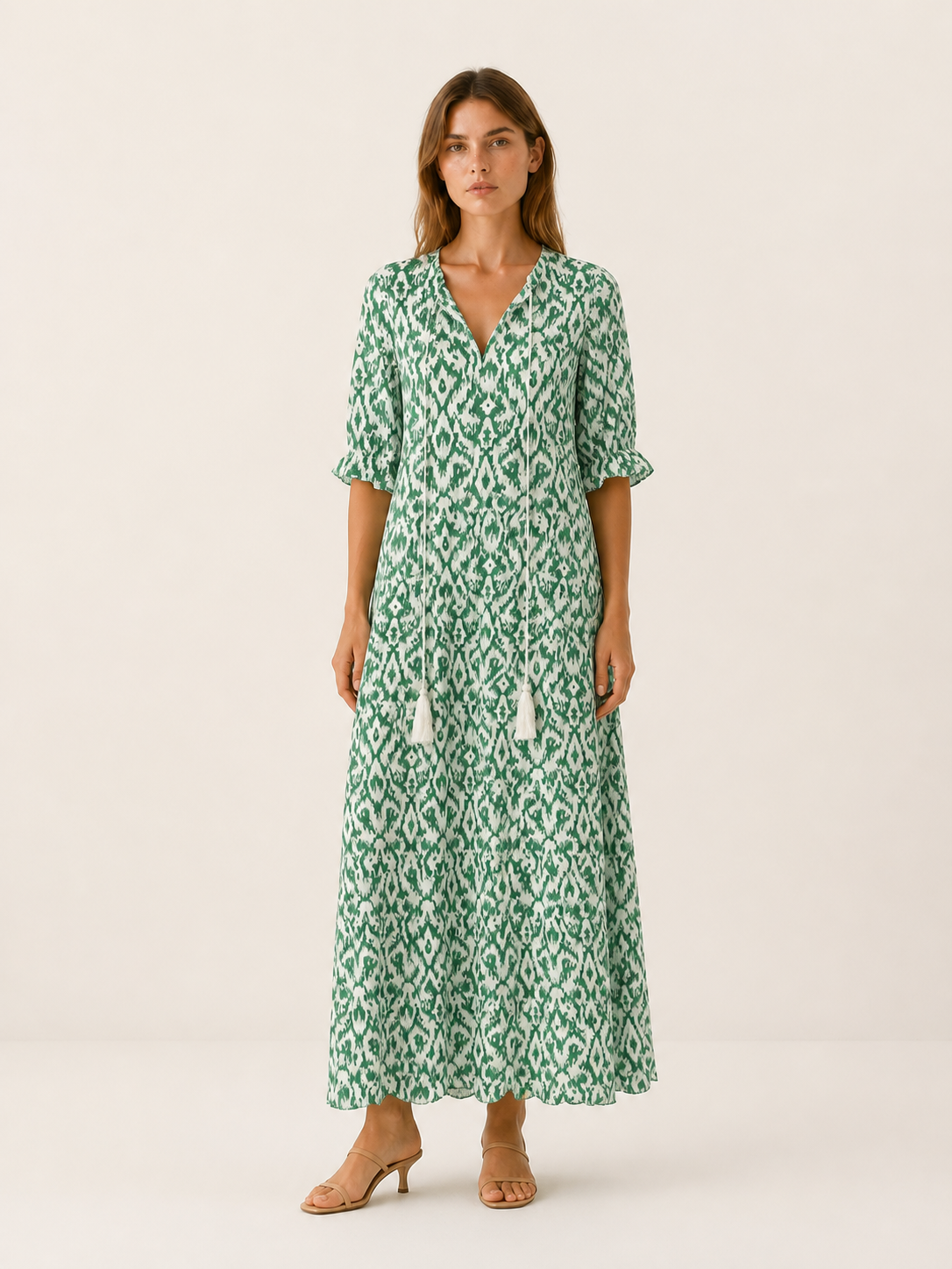 Sabine | Boho Maxi Dress with Tassel Detail