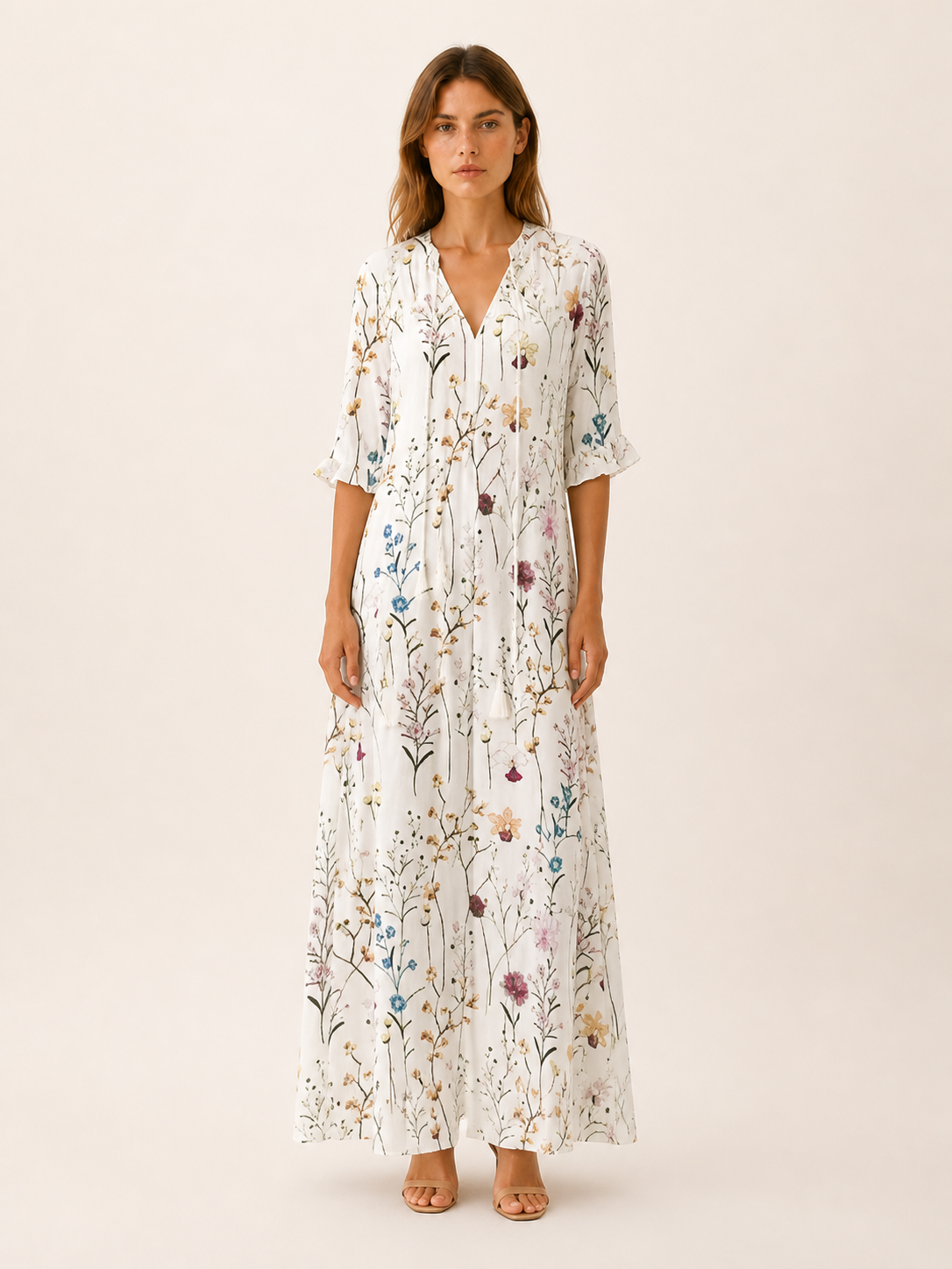 Sabine | Boho Maxi Dress with Tassel Detail